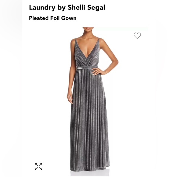 Laundry by Shelli Segal silver foil gown. V-neck lined. New w/tags. Size 12.